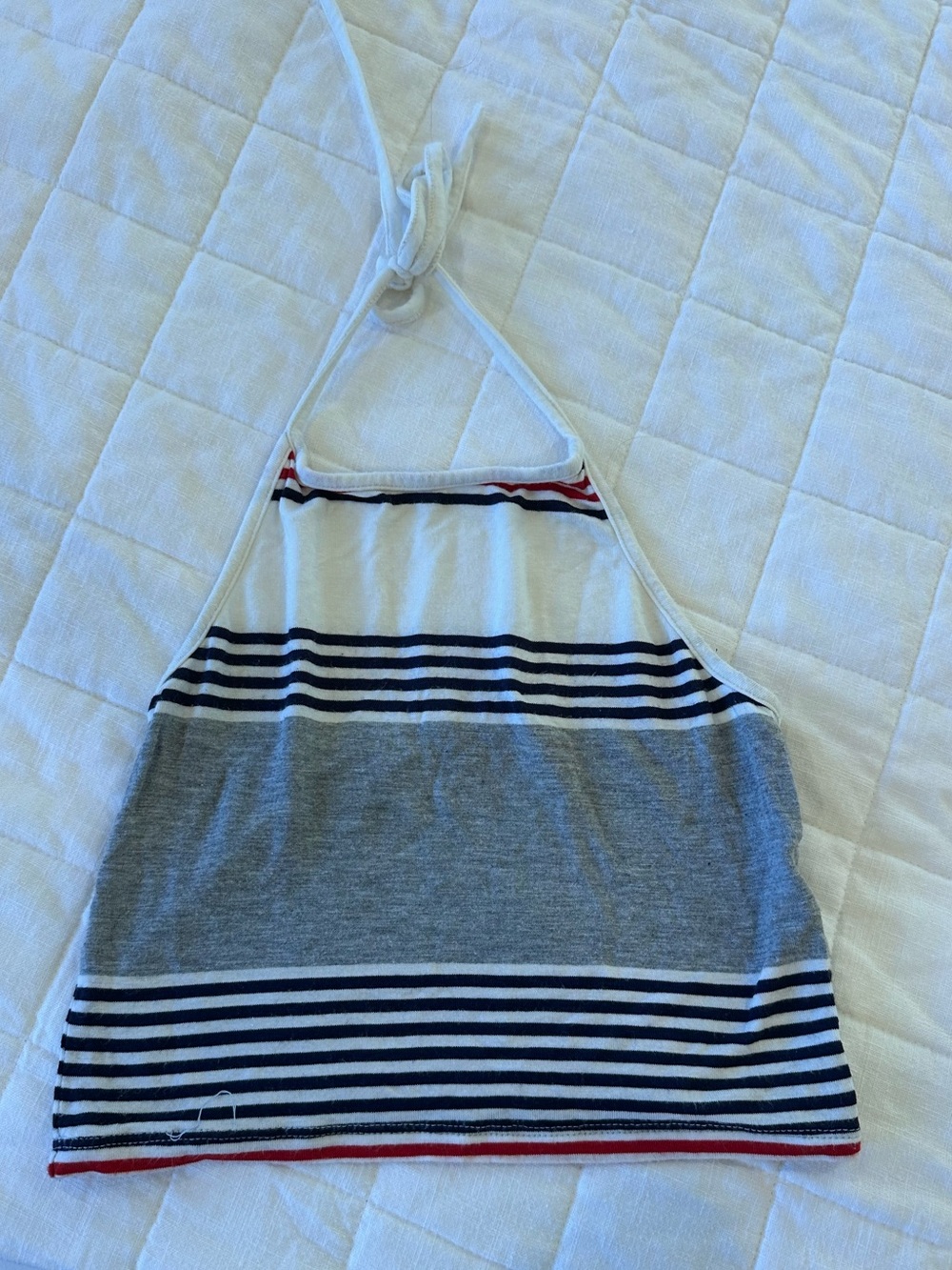 Brandy Melville Striped Halter Crop Top - Navy, Gray, White, Red
